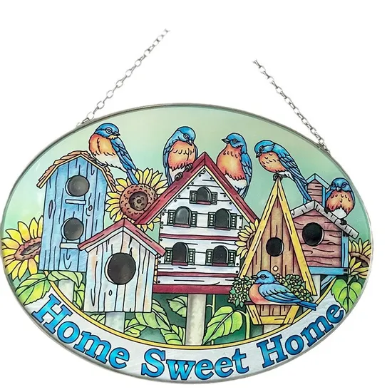 22cm New Style Customized OEM Pendant Handmade Sun Catcher Colorful Glass Craft Sweet Home Pendant
