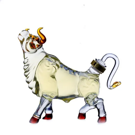 Animal Shape Art Wine Glass Bottle Cattle Glass Gift Bull Glass Crafts
