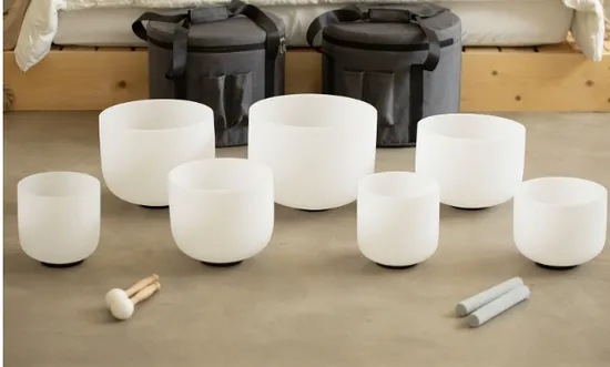 Quartz Clear Crystal Meditation Healing Singing Bowl Color Frosted Sound Bowls