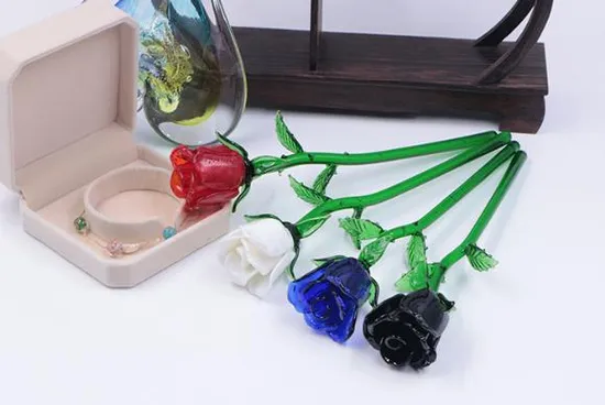 Long Stem Blown Glass Beautiful Art Craft Flowers