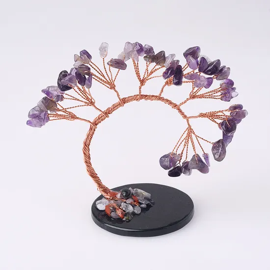 Agate Base Curved Cypress Pine Crystal Tree Desktop Office Home Wishing Fortune Tree Christmas Decoration