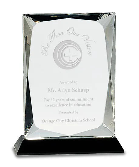 New Crystal Prestige Plaque with Black Base