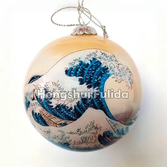 Custom Inside Hand Painted Glass Xmas Christmas Ball Ornament Christmas Baubles with The Great Wave off Kanagawa by Katsushika Hokusai Ukiyo-E
