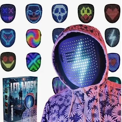 LED Mask with Gesture Sensing, Unisex for Costume Cosplay Party Masquerade