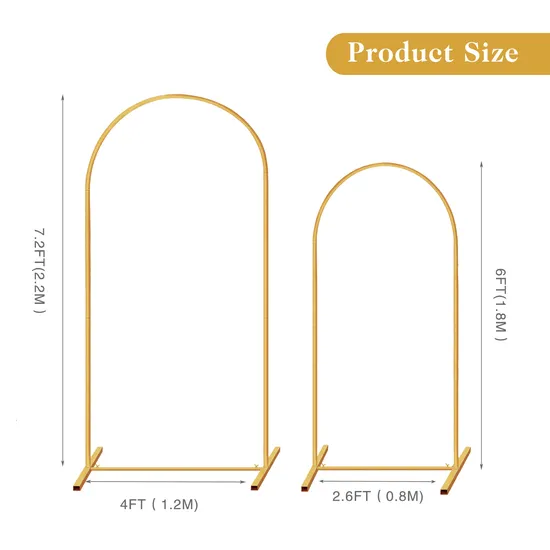 Metal Arch Backdrop Stand Wedding Arch Backdrop Stand, Set of 2 Gold Metal Arch Backdrop Stand, Wedding Arch Frame for Wedding Birthday Party Baby Show