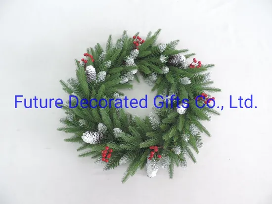 60cm Dia Artificial Christmas Home Decoration Gift Spruce Wreath with Pine Cone and Berry