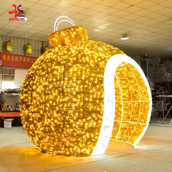 Outdoor LED Christma Lamppost Motif Light Waterproof Yellow Giant 3D Ball Light