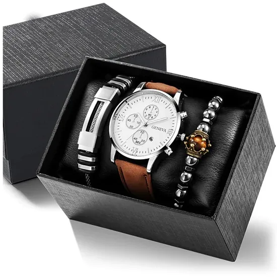 Elegant Men′s Watch and Bracelet Gift Set for Special Occasions