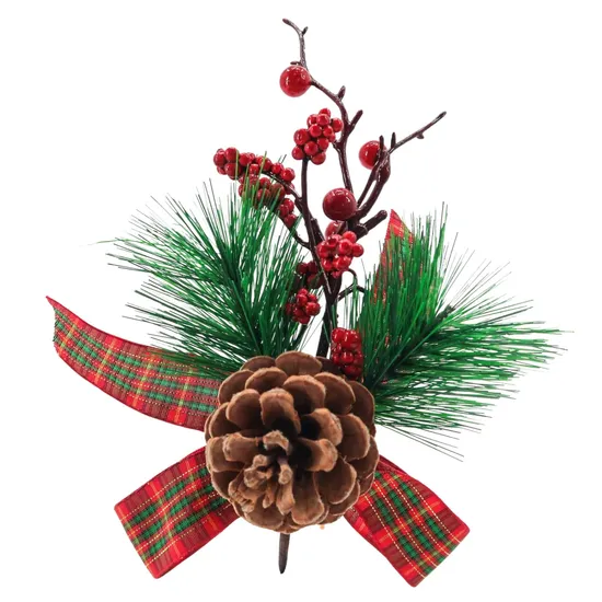 Christmas Pine Berry Pick with Pine Cone Small Christmas Picks for Wreath