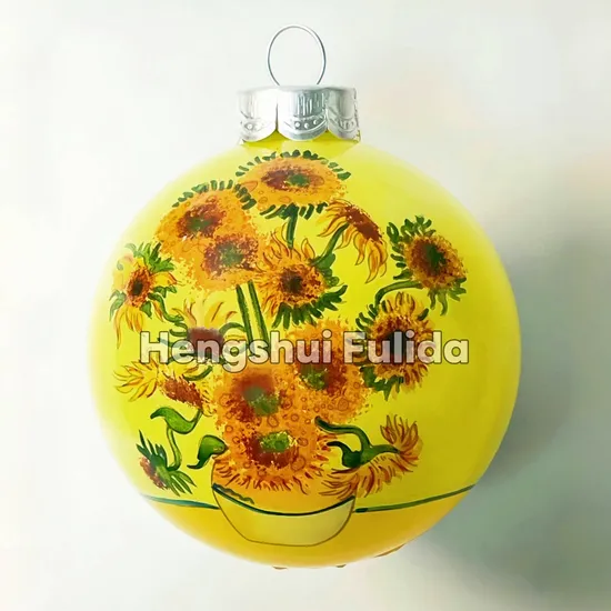 Inside Hand Painted Glass Christmas Ball Christmas Ornament with Sunflowers of Vincent Van Gogh