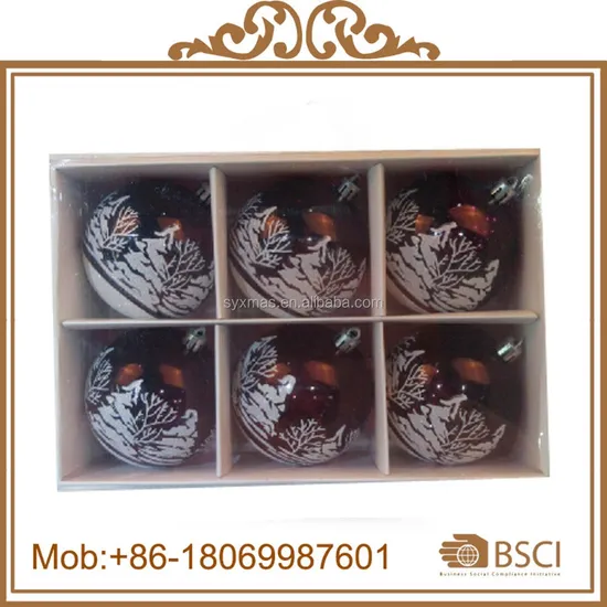 Shatterproof 8cm Shiny Coffee Christmas Plastic Painted Ball Tree Hanging Decoration Ball