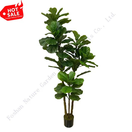 Fashion Plastic Fake Faux Lyrata Plant Artificial Bonsai Fiddle Leaf Fig Tree