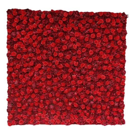 8ftx8FT, 16FT*16FT, 60*40cm 3D Red Artificial Rose Flower Wall Backdrop Wedding Party