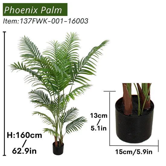 Artificial Plants Greenery Potted Detachable Phoenix Palm Artificial for Decor