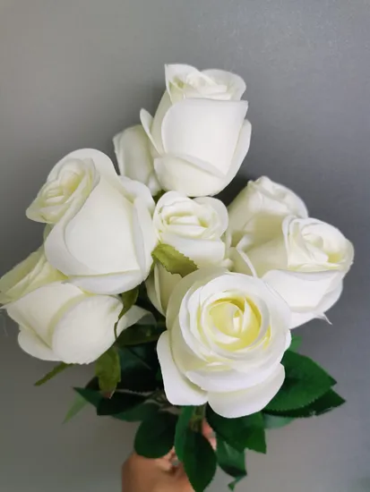 Hot Sale Beautiful Rose White Color Artificial Rose Flower for Wedding Decoration