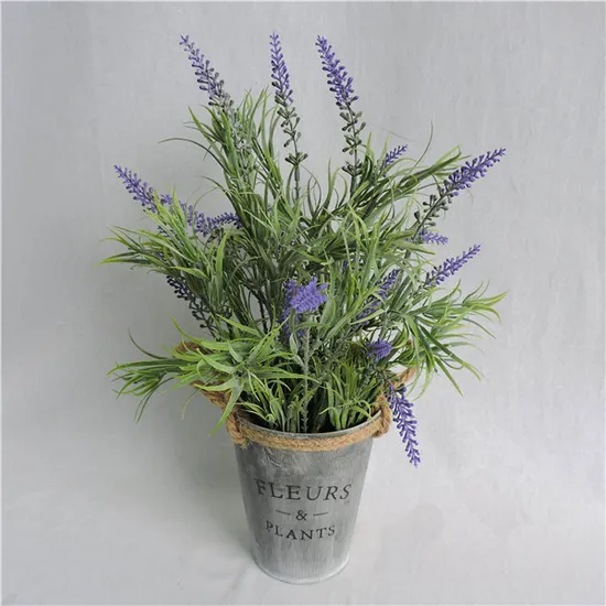 H38cm Ins Style Tin Pot Antique Design Artificial Lavender