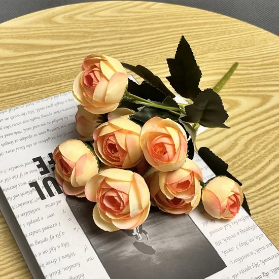 Tea Rose Bud Bouquet for Wedding Home Decoration From Factory Artificial Flower