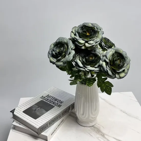 Seven Heads Tea Rose Bouquet Reality From Factory High Quality for Home Wedding Decoration OEM
