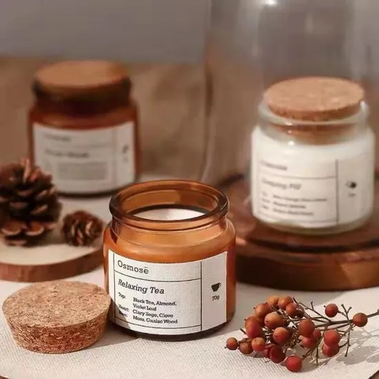 100ml Candle Holders Candle Glassware Candle Glass Jar with Cork Lid