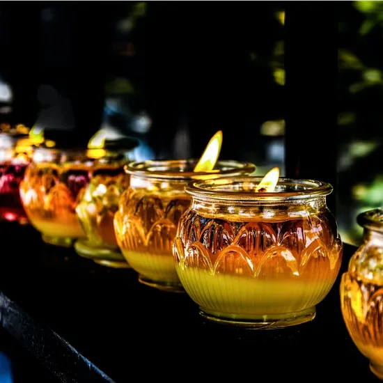 Lotus Candle Clear Glass Jars for Festival Decoration Factory Direct Sale