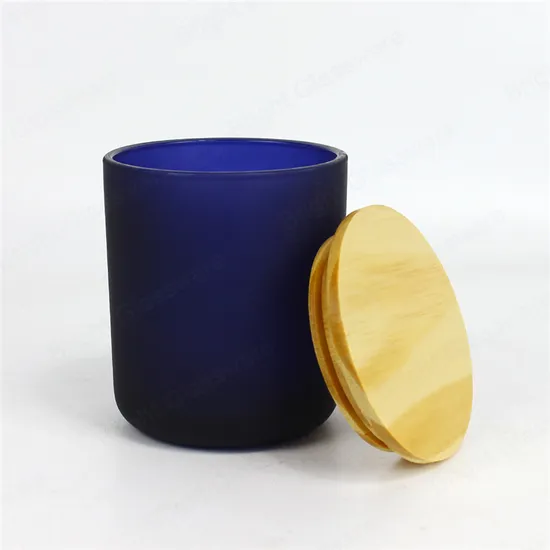 Matte Navy Blue Large Vogue Candle Jar with Bamboo Lid