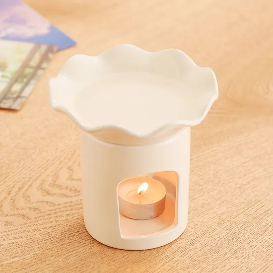 Factory Customized Ceramic Tealight Candle Holder Sunflower Warmer Stove Essential Oil Burner