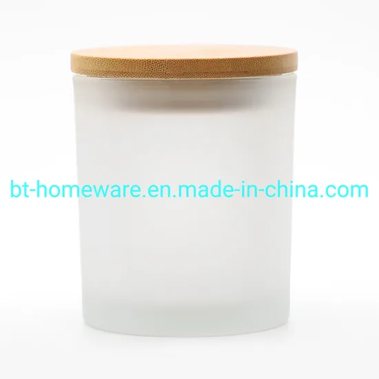 Wholesale 4oz 210ml 220ml Glass Frost Candle Cup for Candle Making with Sealing Bamboo Lid for Wishing Birthday Party Wedding
