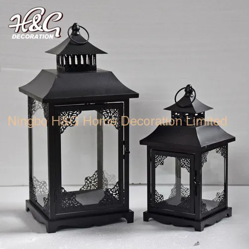 Metal Candle Lantern for Home Decoration Set of 2