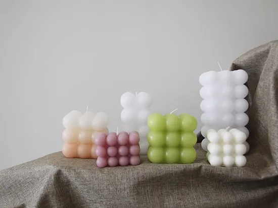 Wholesale Luxury Candle Customized Colorful Bubble Cube Art Candle