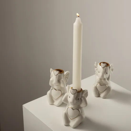 White Ceramic Candle Holder Elephant Candle Holder Home Decoration