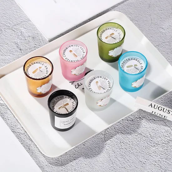 Factory Price High Quality Custom Soy Wax Colorfulglass Cup Scented Candle Different Smell for Home Decoration, SPA, Party, Wedding, Holiday with Gift Packaging