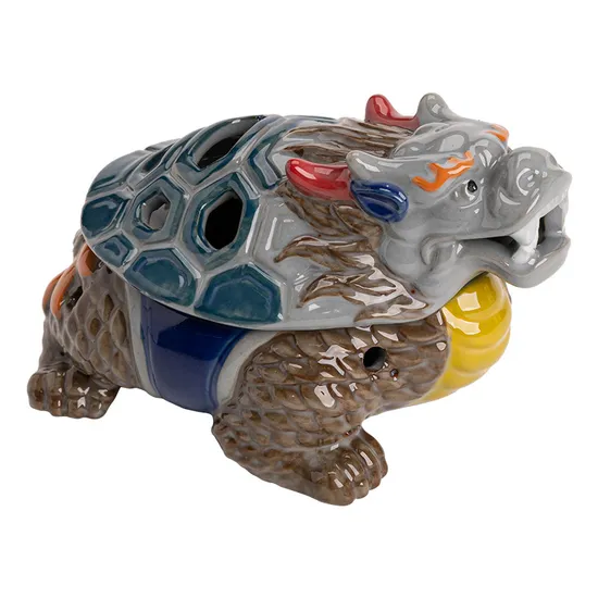 Dragon Turtle God Beast Ancient Ceramic Hand Color Incense Burner
