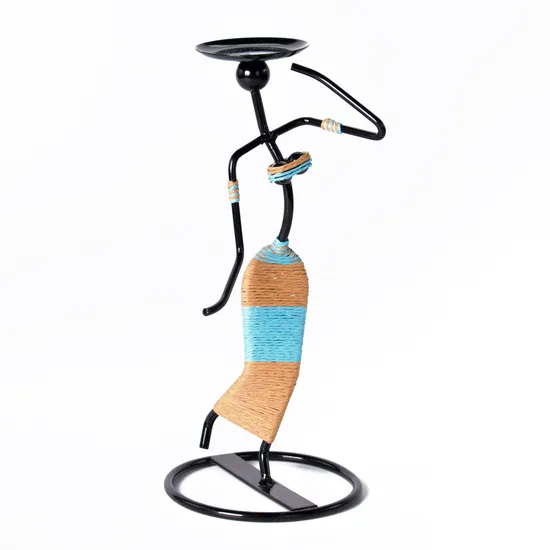 Candle Holder Dancer with Colorful Thread Wrapping