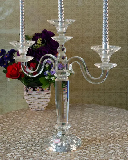 3 Arms Hot Sale K9 Clear Crystal Candle Holder with Competitive Price (KS04504)