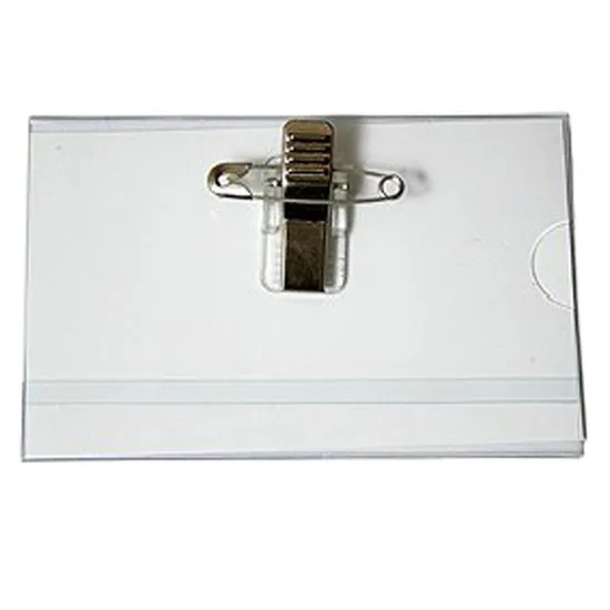 Clip on Clear Plastic ID Name Badges with Crocodile Clip and Safety Pin