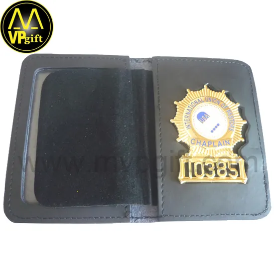 Wholesale Custom Metal Gold Silver 3D Military Army Hot Selling Police Lanyard Tacher Reel China Manufacturer Logo Alloy Badge with Leather Wallet Card Holder