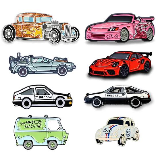 Cute Mini Brooch Different Types Car Shape Metal Custom Hard Enamel Pin Badge