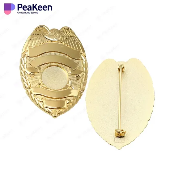 Wholesale Security Uniform Dragnet Badges Oval Shape Metal Blank Custom Metal Secured Security Badge