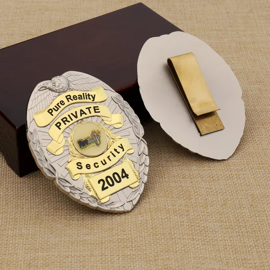 High Quality Custom USA Leather Security Police Badge with Holder