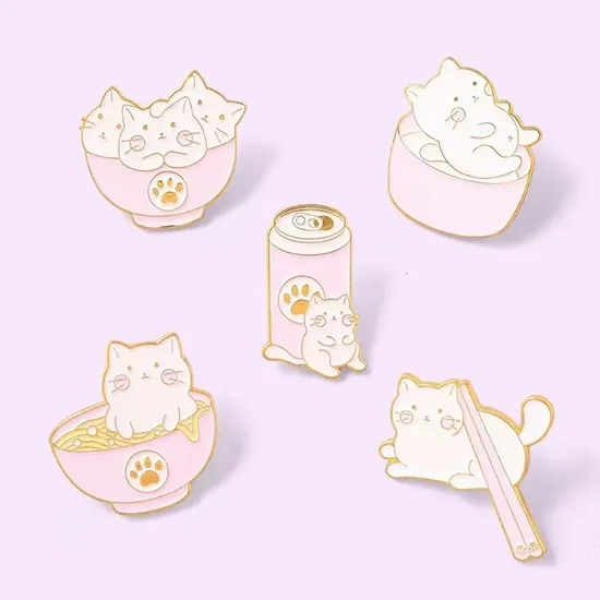 Kunshan Kitten Enamel Pin Custom Cat and Gourmet Metal Souvenir Lapel Pin