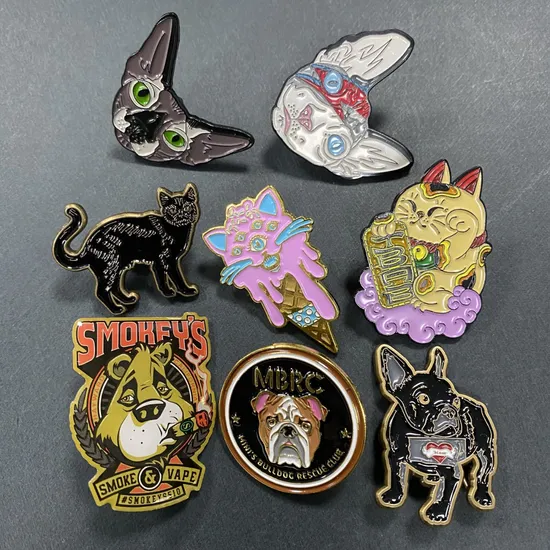 Promotional Gifts Custom Metal Badge Cartoon Cat Dog Lapel Pin Hard Enamel Brooch