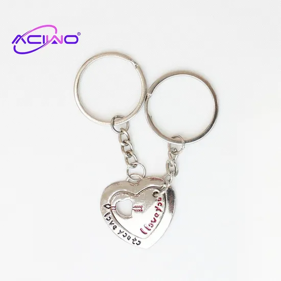 Couple Keychain, Heart-Shaped Key Lock, Zinc Alloy Key Ring Festive Decorative Ornaments Promotional Gifts (70047)
