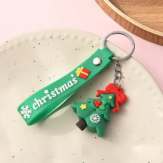 Christmas Decoration Key Accessories Cute Christmas Trees Soft Silicone Rubber Keychain