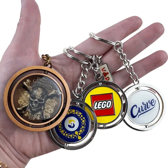 China Wholesale Customized Logo Metal Rotate Spin Key Chain for Souvenir Gift