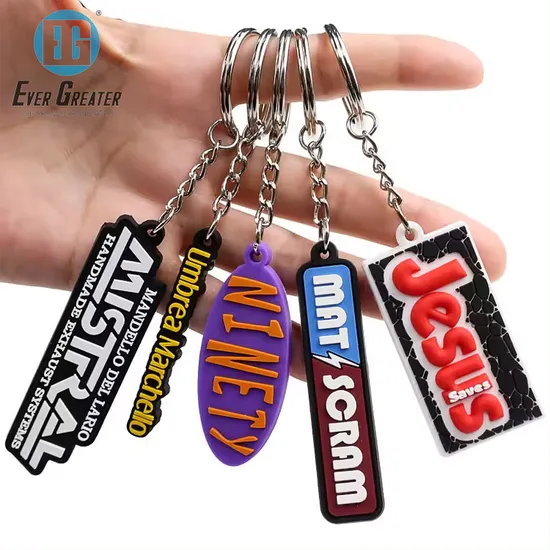 High Quality Custom Silicone Rubber Keyring Cartoon Shape 2D/3D PVC Keychains