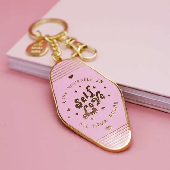 Mental Health Positive Reminder Encouragement Keychain Motel Hotel Self Love Enamel Key Ring