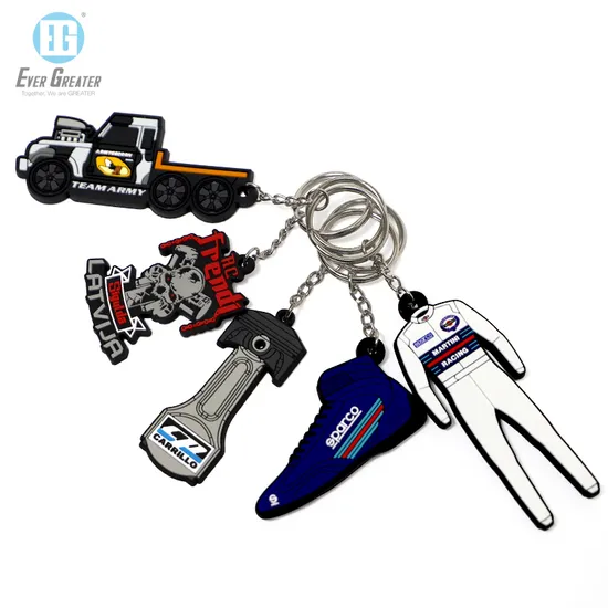 Custom 2D Soft PVC Silicone Keyring Rubber Personalized Key Chain