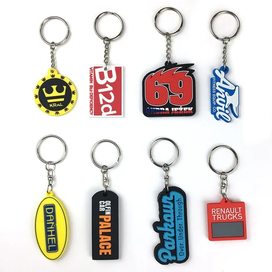 Wholesale Custom Made 3D Personalized Logo PVC Keychains with Key Ring