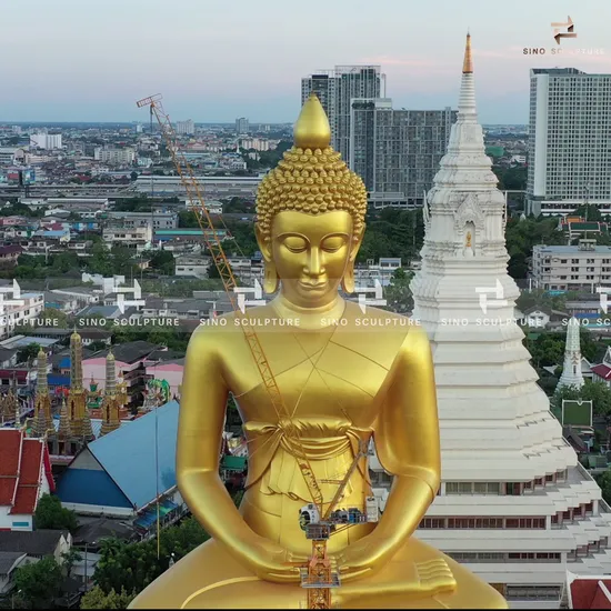 Giant Customized Bronze Buddha with Surface Gold Spray Lacquer
