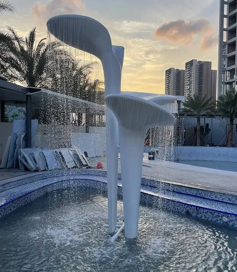 Customized Outdoor Decoration Modern Art Hotel Villa Landscape Garden Landscape Abstract Metal Art Sculpture Statue Stainless Steel Water Garden Fountain